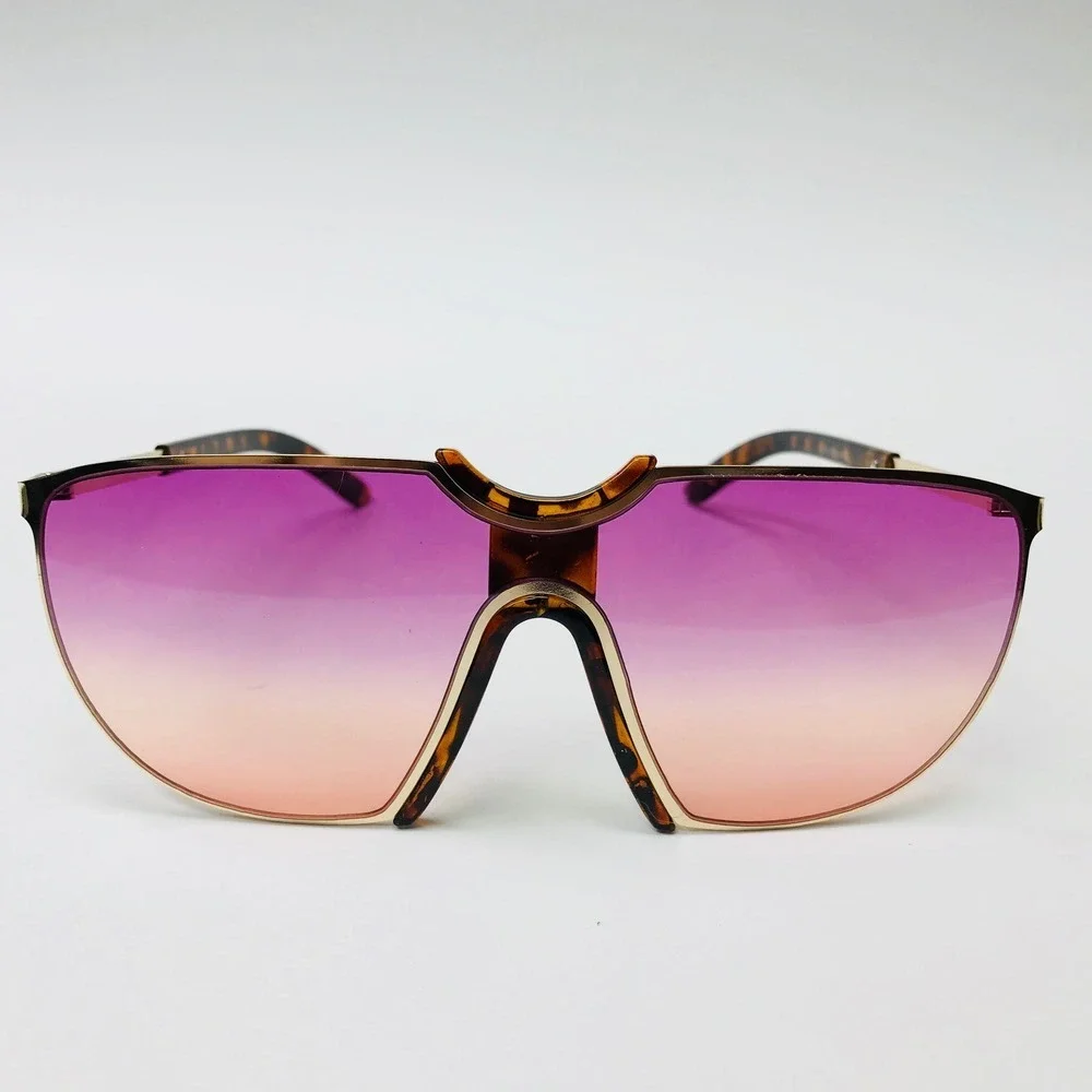 Sunglasses Rimless Purple Pink Lens Fashion Oversized Trendy Uv400 Protect Gafas